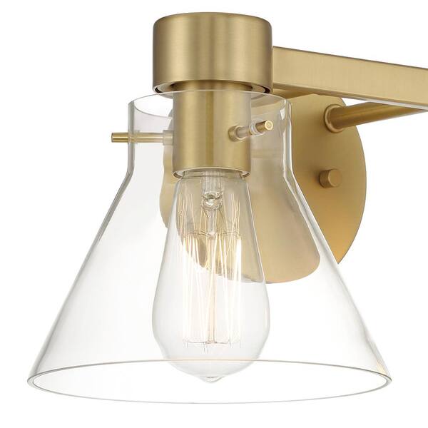Designers Fountain - Willow Creek 16.5 in. 2-Light Brushed Gold Contemporary Vanity Light with Clear Blown Glass Shades
