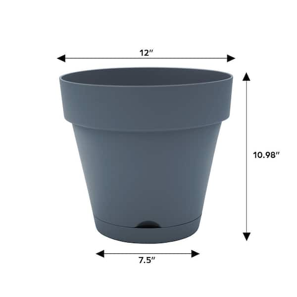 Vigoro Vivienne Medium Blue Plastic Round Self-Watering Planter