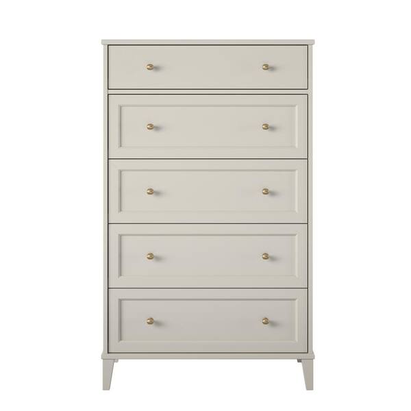 Ameriwood Home Monticello Tall 5 Drawer Dresser, Taupe The