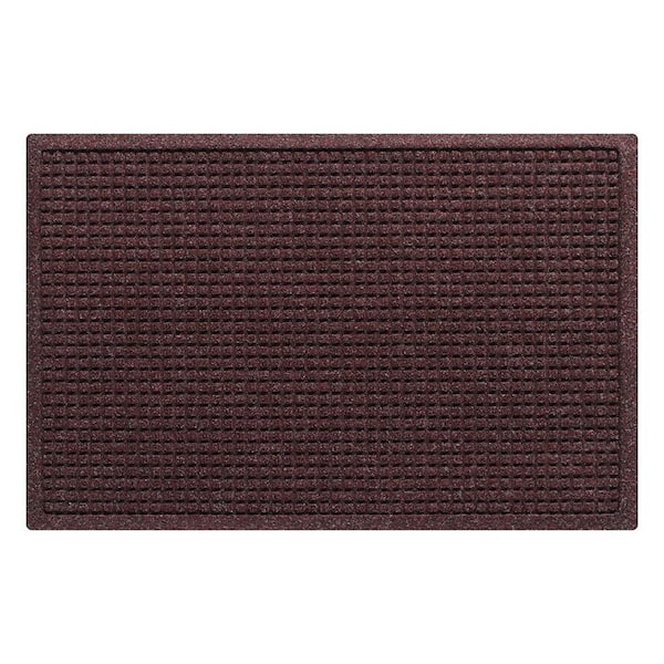 Bungalow Flooring Waterhog Squares 23 in. x 35 in. PET Polyester Indoor Outdoor Door Mat Bordeaux
