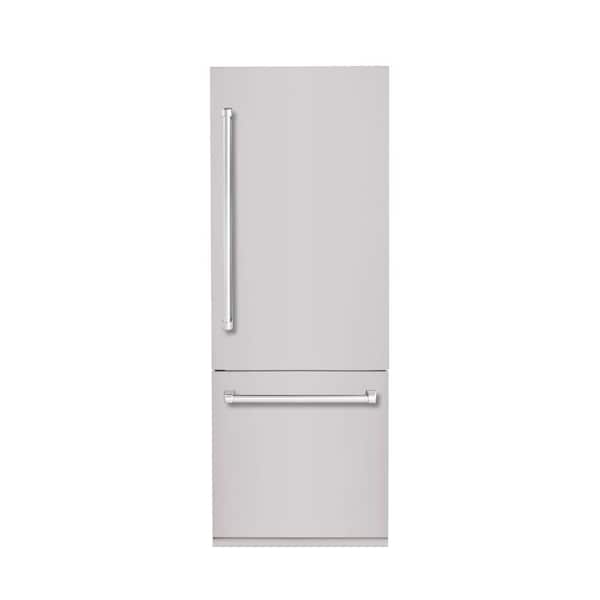 Hallman Bold 30 in. 11.5 Cu.Ft. Counter-Depth Built-in Bottom Mount Refrigerator, RH-Hinge in Stainless Steel with Chrome Trim