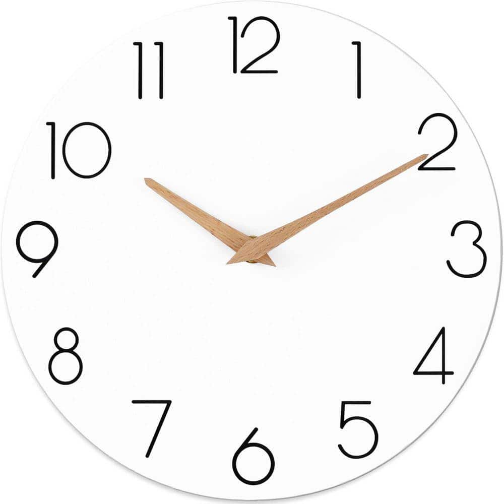 White Wall Clock Silent Non-Ticking Battery Operated Wall Clocks