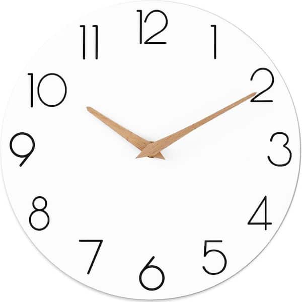 White Wall Clock Silent Non-Ticking Battery Operated Wall Clocks