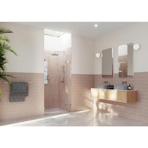 Stellar 39.5 in. W x 78 in. H Pivot Frameless 3-Panel Inline Glass Hinged Shower Door in Chrome