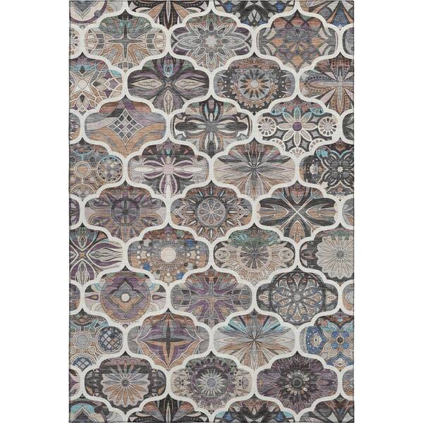 Mayfield Premium Machine Washable Abstract AMF2257 Gray 10 ft. x 14 ft. Area Rug