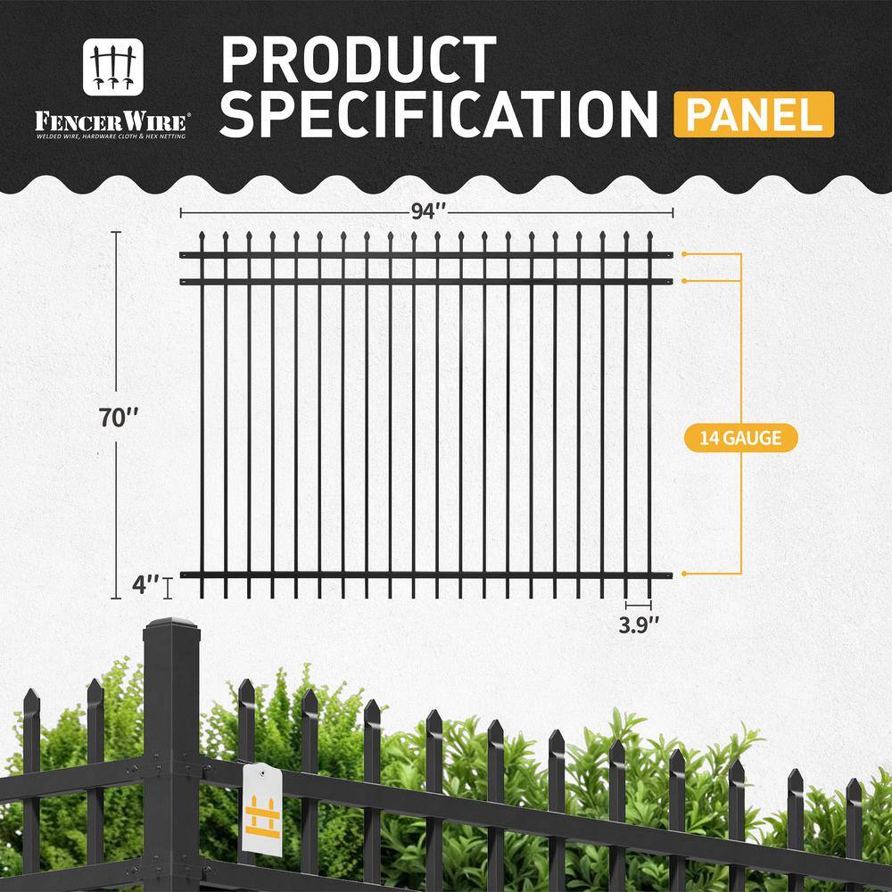 Heavy Duty Black Steel 6FT x 8FT Fence Panels, Pack of 5