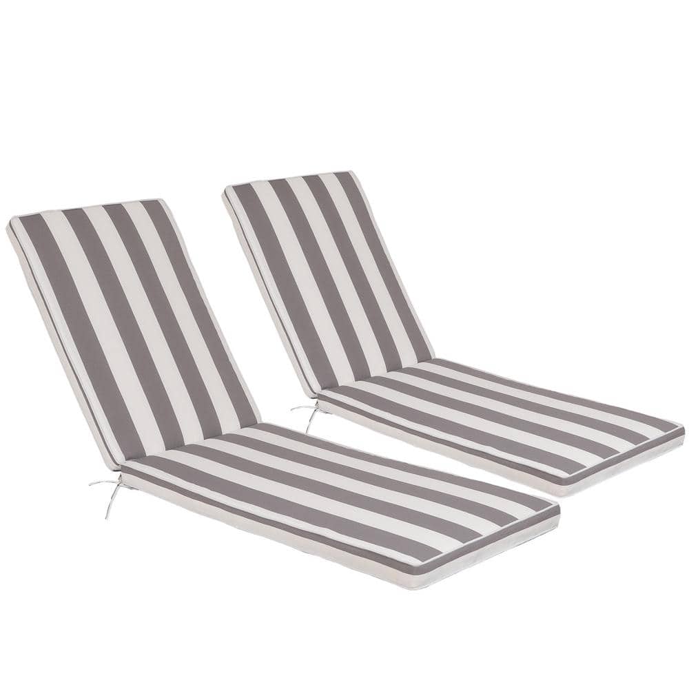 22.05 x 74.41 Replacement Outdoor Lounge Chair Cushion UV Resistant & Fade Resistant in Gray White Stripes (2-Pack) price history on PriceWatchPro