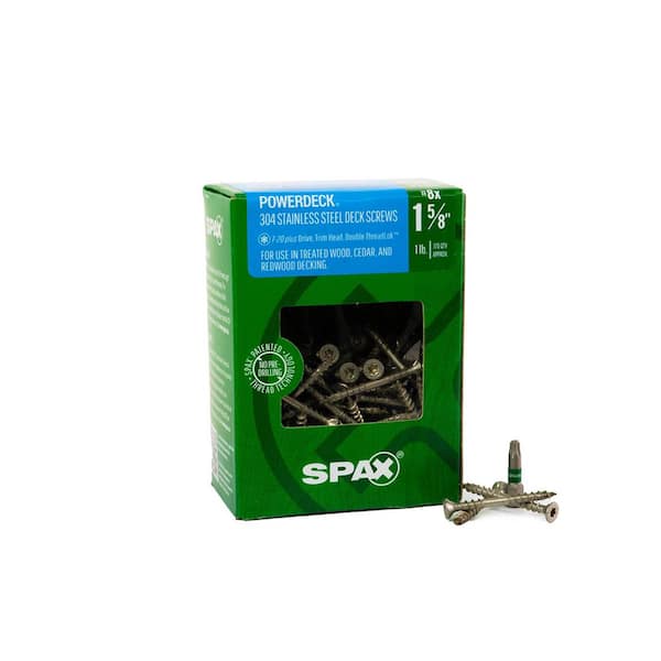 SPAX #8 x 1-5/8 in. Exterior Trim Head Stainless Steel Wood Deck Screws Powerdeck Torx T-Star Plus(170 Each)1 LB Bit Included