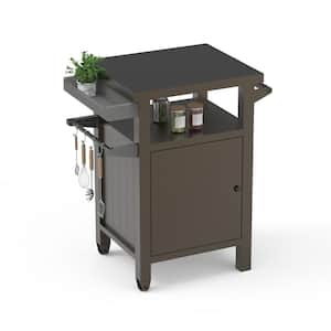 Brown Outdoor Metal Portable Table Grill Carts