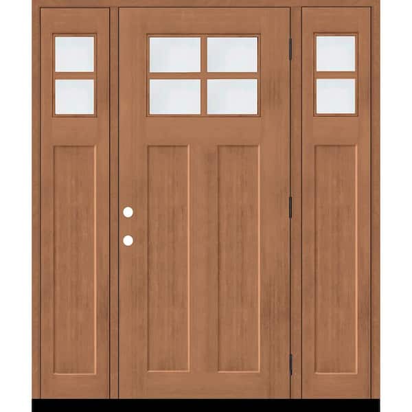 Regency 68 in. x 80 in. LHOS 4L-1/4Toplite Clear Glass AutumnWh Stain Fir Fiberglass Prehung Front Door with Dbl 14in.SL