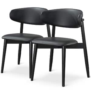 Durham Black Vegan Leather Modern Side Dining Chair Set of 2