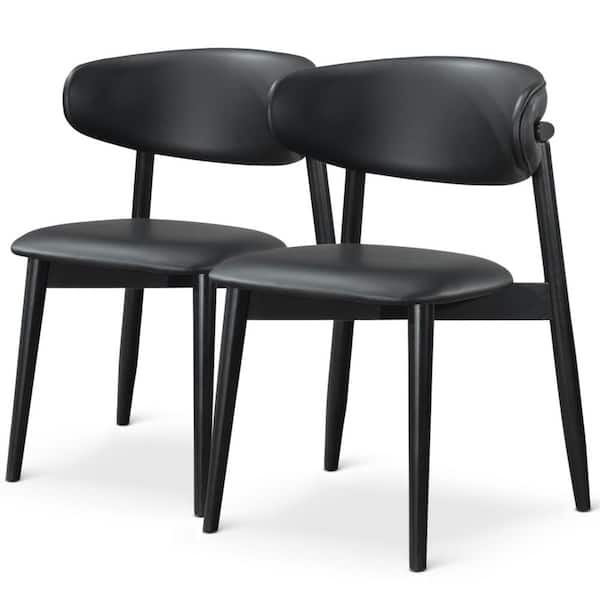 Ashcroft Furniture Co Durham Black Vegan Leather Modern Side Dining Chair Set of 2