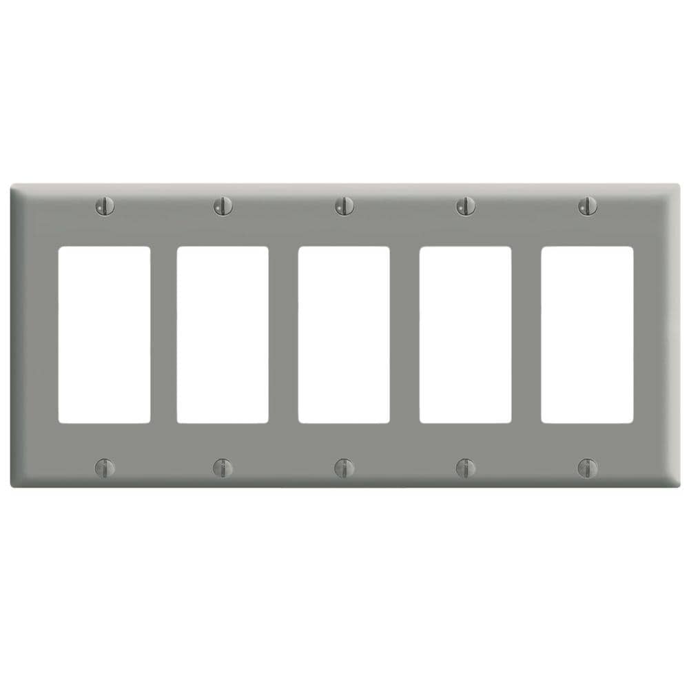 Gray Thermoset 5-Gang Decora Wallplate