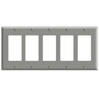 Gray 5-Gang Decorator/Rocker Wall Plate (1-Pack)