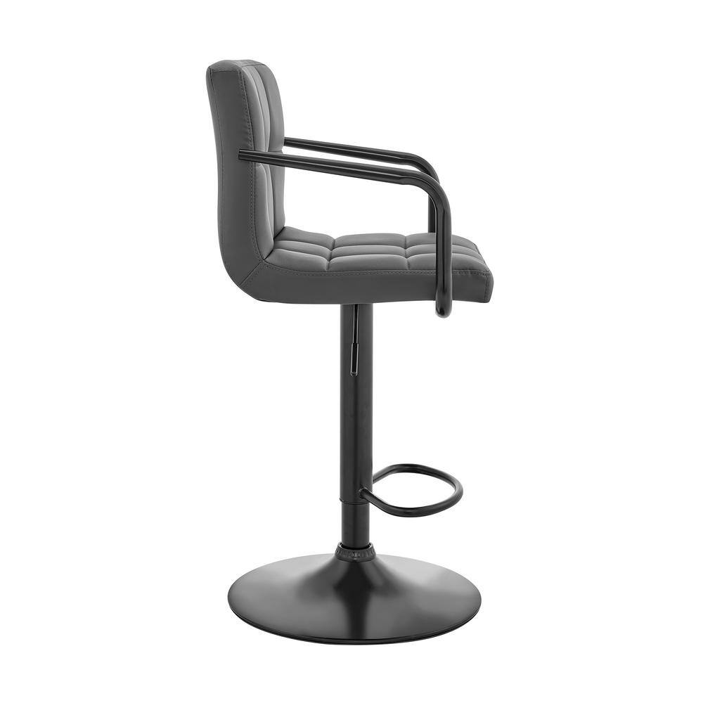 Adjustable Gray Faux Leather Swivel Bar Stool with Chrome Base