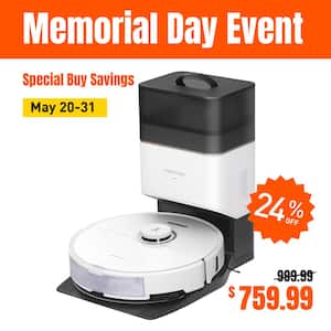 S8 Plus Robotic Vacuum with LiDAR Navigation, Self-Emptying, Sonic Mopping, 6000PA Suction, Multisurface in White