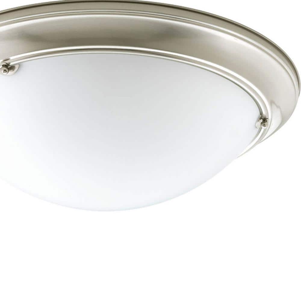 Eclipse Brushed Nickel Flush Mount Ceiling Light with Satin White Glass