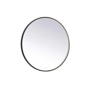 Timeless Home 42 in. W x 42 in. H Modern Round Aluminum Framed LED Wall Bathroom Vanity Mirror in Black