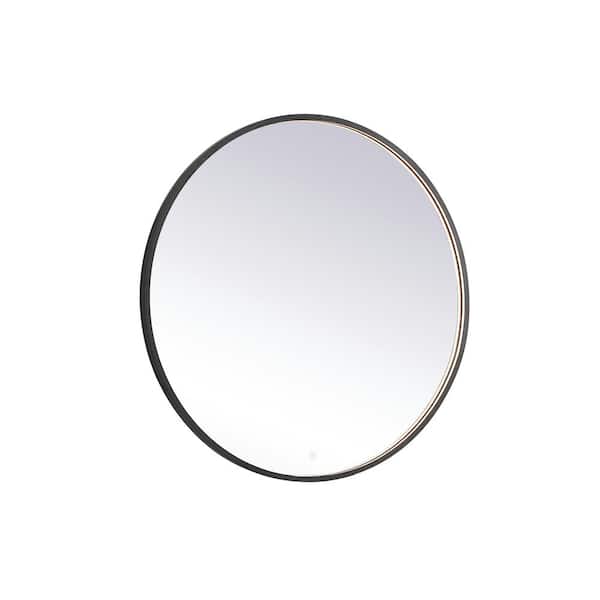 Unbranded Timeless Home 42 in. W x 42 in. H Modern Round Aluminum Framed LED Bathroom Vanity Mirror in Black
