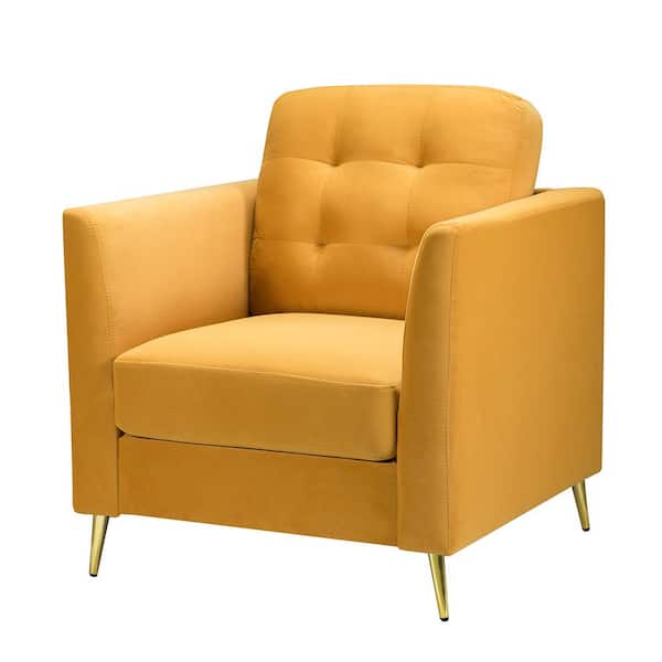 JAYDEN CREATION Selma Mustard Club Chair with Metal Legs