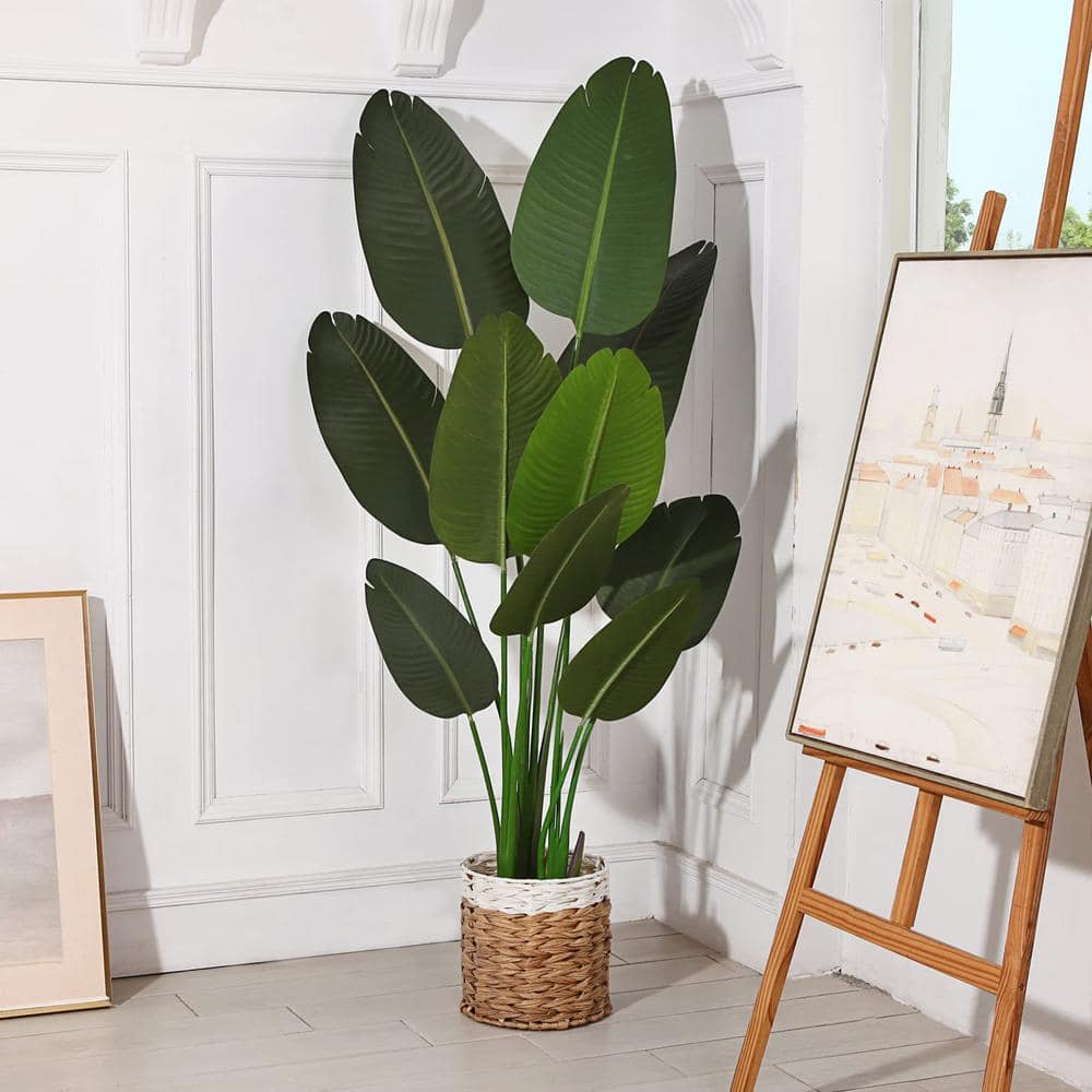 5 ft. Green Artificial Bird of Paradise Plant Fake Tropical Palm Tree
