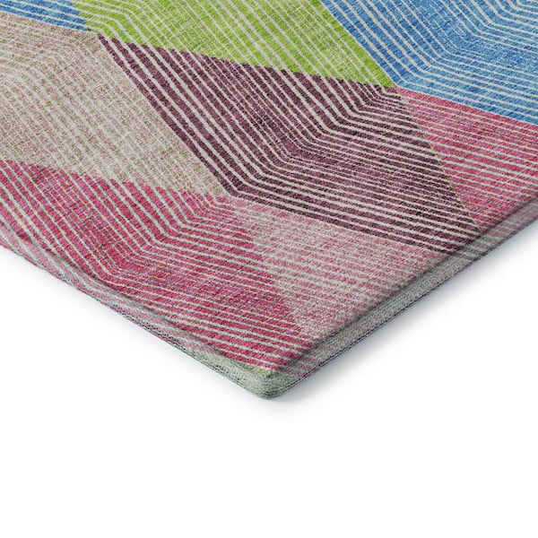 Mayfield Premium Machine Washable Abstract AMF962 Pink 2 ft. 3 in. x 7 ft. 6 in. Runner Rug