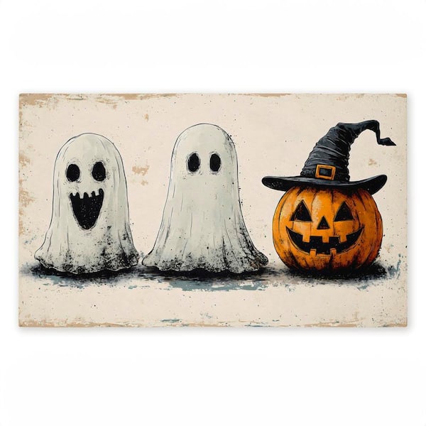 Halloween Icons Trio White 18 in. x 30 in. Polyester Non-Slip Outdoor Door Mat