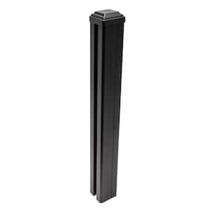 Composite Fence Series 3.15 in. x 3.15 in. x 6 ft. Aluminum Surface Mount Fence Post in Black