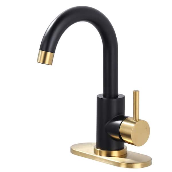 WOWOW Single Handle Bar Faucet with All Mounting Hardware in Black and Gold