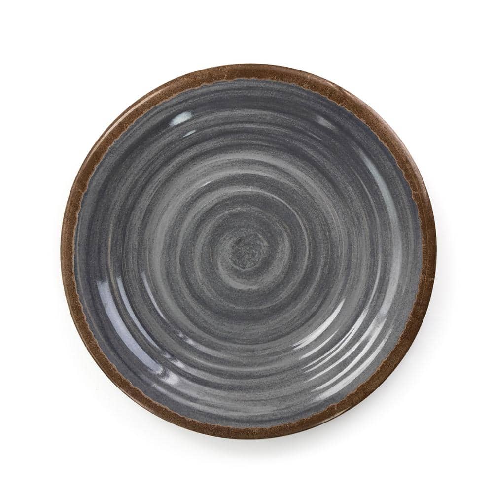 12-Piece Brown and Black Melamine Outdoor Dinnerware Set