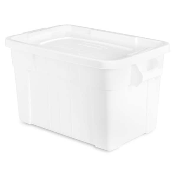 20 gal. Plastic Durable Storage Bin with Lid in White (1-Pack)