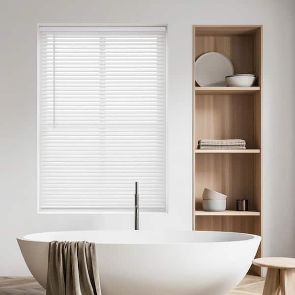 White Cordless Room Darkening Mini Vinyl Blinds with 1 in. Slats - 21.5 in. W x 60 in. L