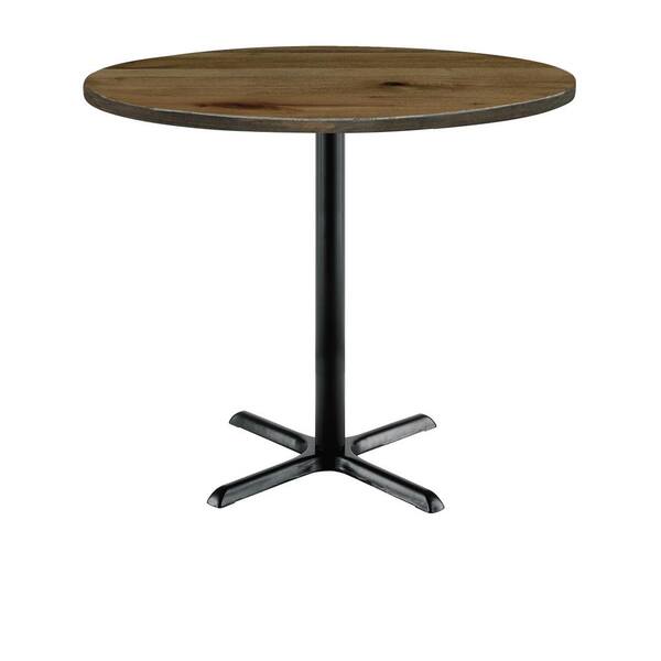 Urban Loft 36 in. Round Natural Solid Wood Bistro Table with X-Shaped ...