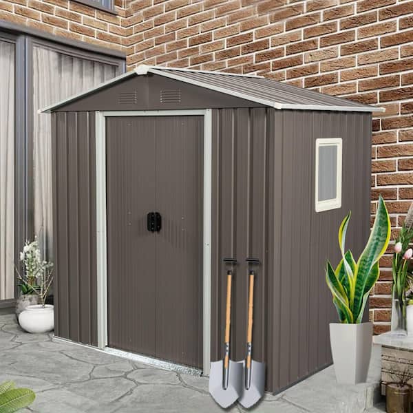 Daheat Durab, 6 ft. W x 5 ft. D, Outdoor Metal Storage Shed With window, Brown, 24 sq ft.