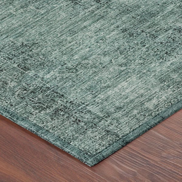 Chantille Machine Washable Indoor/Outdoor Abstract ACN2726 Teal 8 ft. x 8 ft. Round Rug