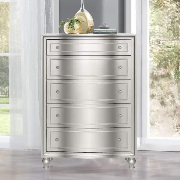 New Classic Furniture Reflections Gray 5-Drawer 38 in. Wood Chest of Drawers