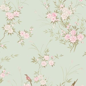 Rachel Ashwell Bird Chinoiserie Green Wallpaper Sample