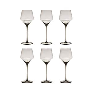 12 oz. Long Stem Wine Glass Set with Smokey Grey Clear Glass Finish (Set of 6)