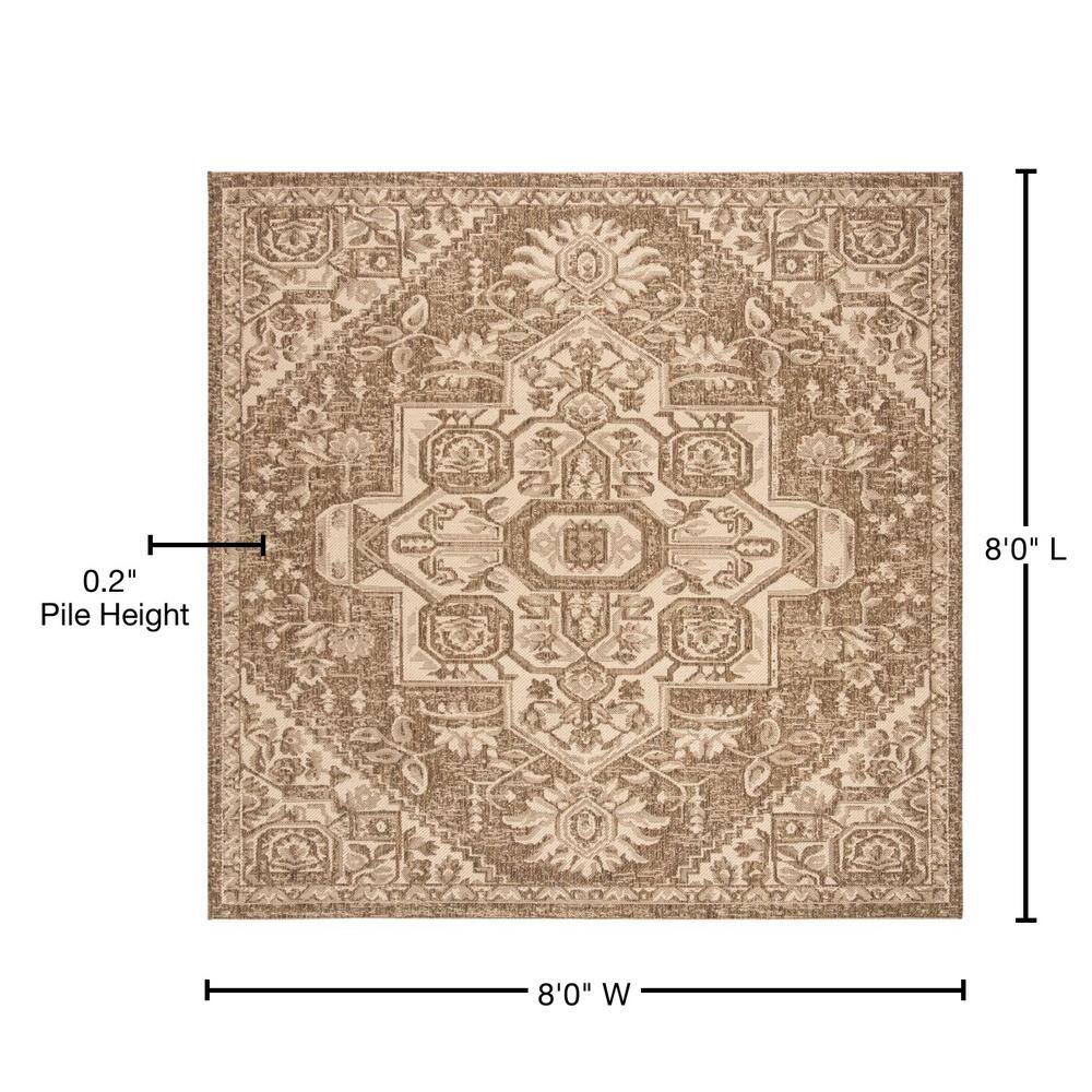 Cream Beige Square Synthetic Non-slip Area Rug
