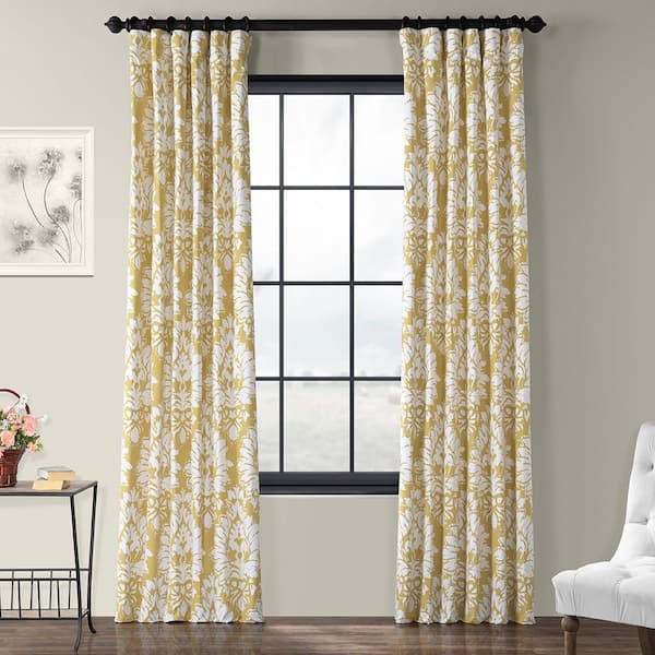 Exclusive Fabrics & Furnishings Lacuna Sun Printed Room Darkening Curtain - 50 in. W x 108 in. L Rod Pocket with Back Tab Single Window Panel