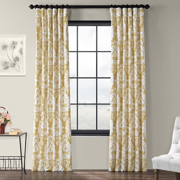 Exclusive Fabrics & Furnishings Lacuna Sun Printed Room Darkening Curtain - 50 in. W x 120 in. L Rod Pocket with Back Tab Single Window Panel