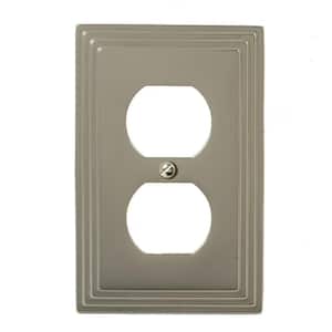 Steps 1-Gang Duplex Outlet Wall Plate - Satin Nickel (1-Pack)