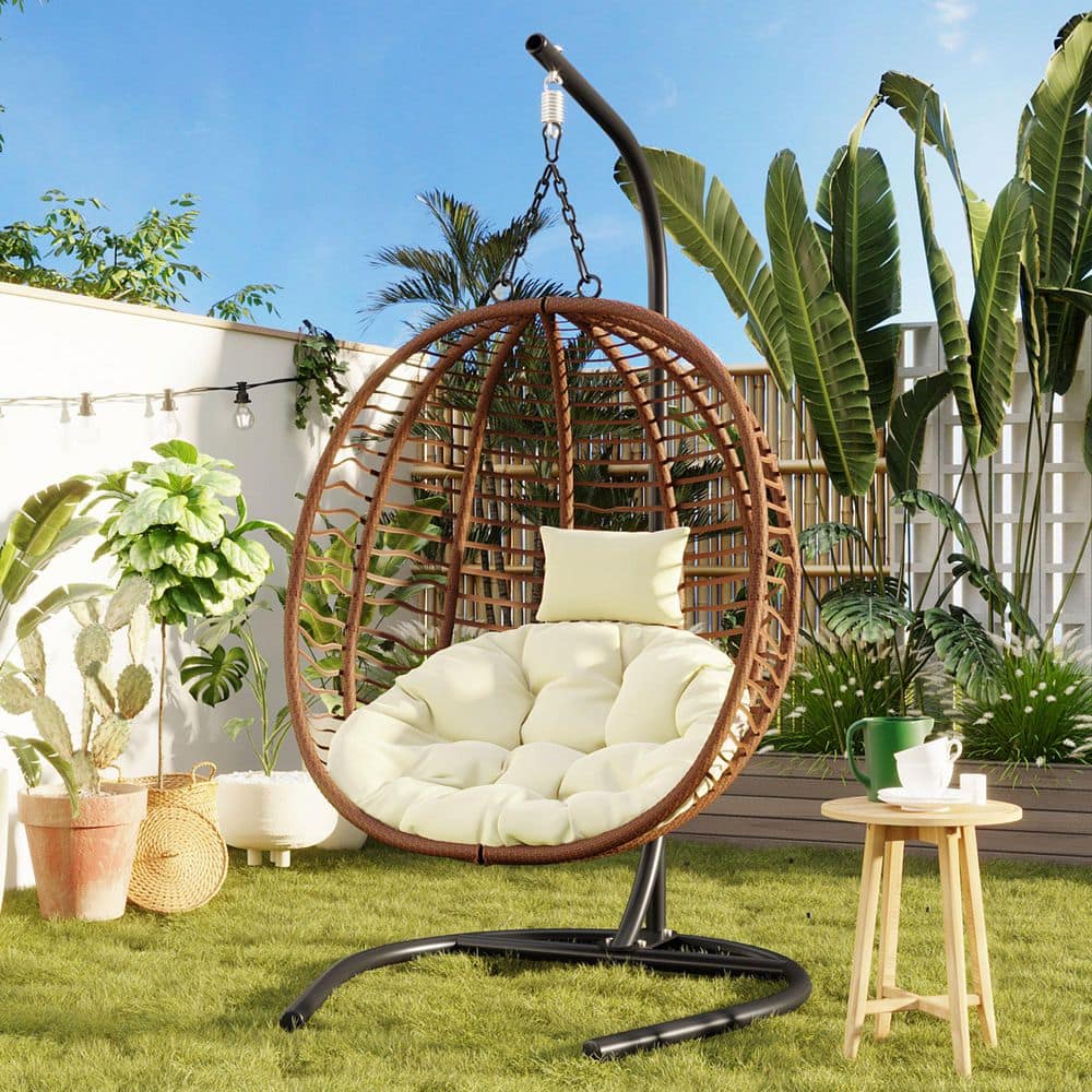 3.7 ft. Free Standing Hammock with Stand, Adjustable Anti-Slip Feet in Brown/Beige price history on PriceWatchPro