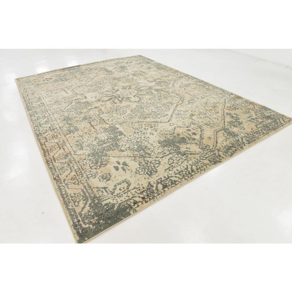 Gray Abstract 9' x 12' Synthetic Rectangular Area Rug