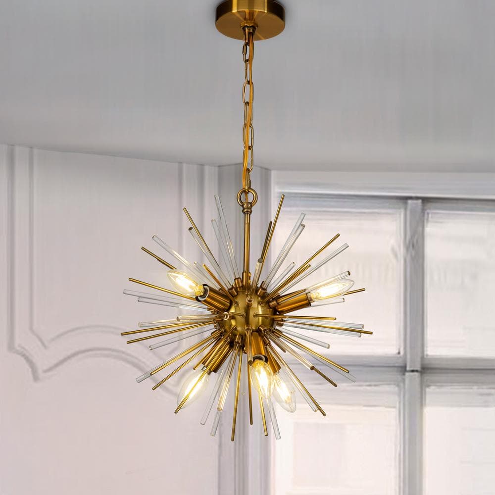 ALOA DECOR 6-Light Modern Gold Sputnik Sphere Chandelier Starburst  Satellite Pendant Ceiling Lighting 7010D40BBZ - The Home Depot