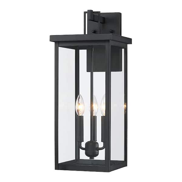 TRUE FINE Jefferson 2-Light 25.7 in. Black Large Outdoor Wall Lantern  Sconce Light TD40021OT - The Home Depot