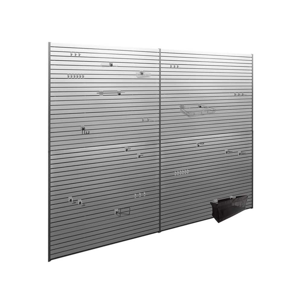 143.5 in. H x 0.66 in. W PVC Slatwall Panels Set in Silver (40 sq. ft.) with 40-Piece Hook Kit price history on PriceWatchPro
