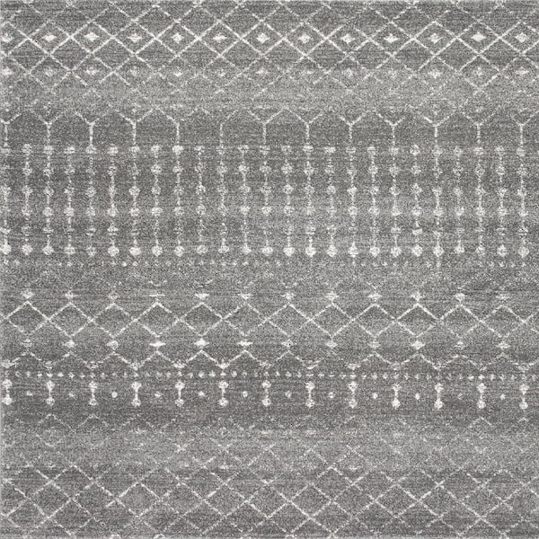 nuLOOM Blythe Modern Moroccan Trelli 10 ft. Dark Gray Square Rug