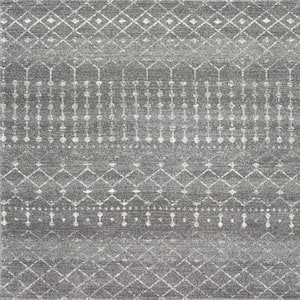 Blythe Modern Moroccan Trellis 8 ft. Dark Gray Square Rug