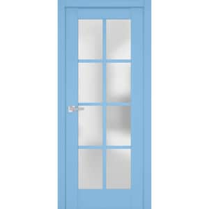 7412 32 in. x 84 in. Right-Hand/Inswing Solid Frosted Glass Aquamarine Single Prehung Interior Door with Hardware